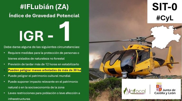 Declarado IGR 1 en Lubián en Zamora en previsión de que pueda afectar a masas arboladas de más de 30 hectáreas