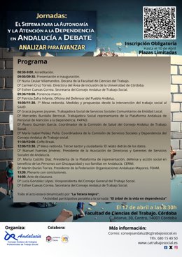 Programa de la jornada sobre la dependencia.