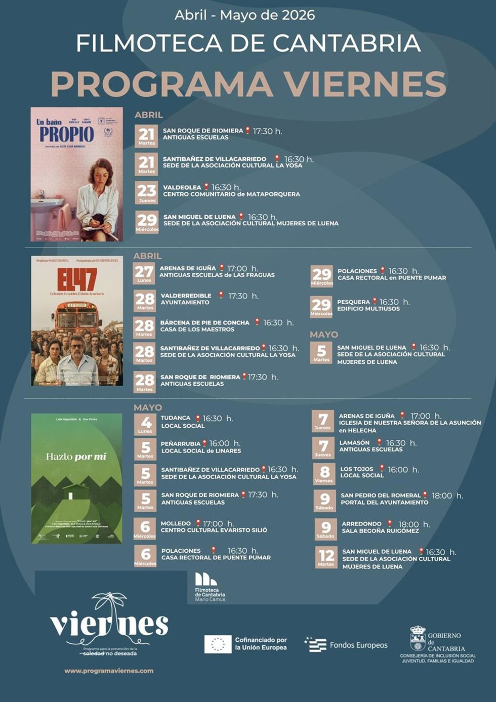 Programa Viernes llevará tres películas españolas a 16 municipios en riesgo de despoblamiento en abril y mayo