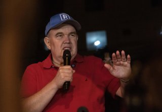 April 14, 2026, Lima, PERU: Rafael Lopez Aliaga,  Peruvian presidential candidate of the Popular Renewal party, talk to supporters as electoral authorities continue to count the ballots for general elections