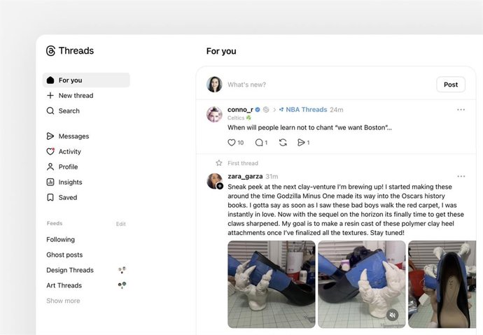 Mensagens diretas no Threads.