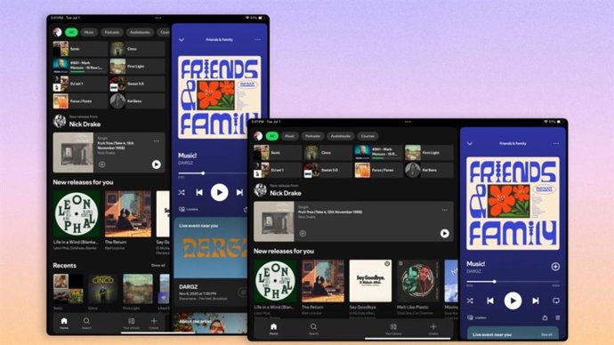 Nueva interfaz de Spotify en tabletas.