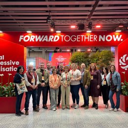 Representantes del PSN, con María Chivite a la cabeza, en la Global Progressive Mobilisation (GPM).