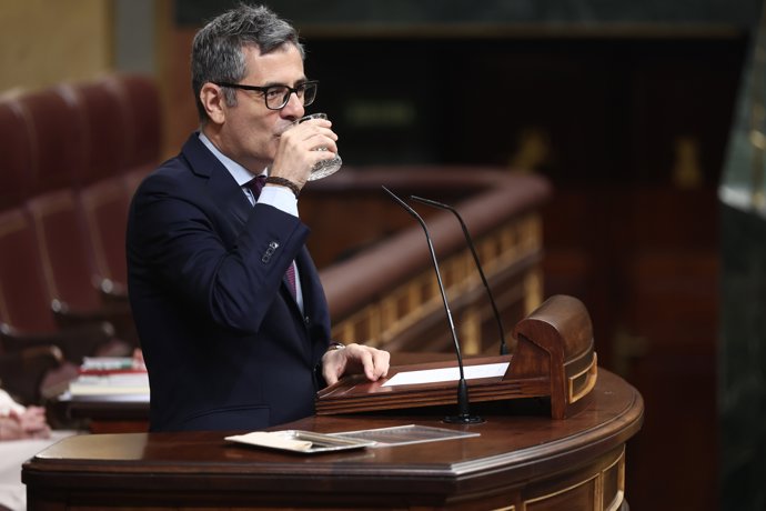 El ministro de la Presidencia, Félix Bolaños, durante un pleno en el Congreso de los Diputados, a 15 de abril de 2026, en Madrid (España).