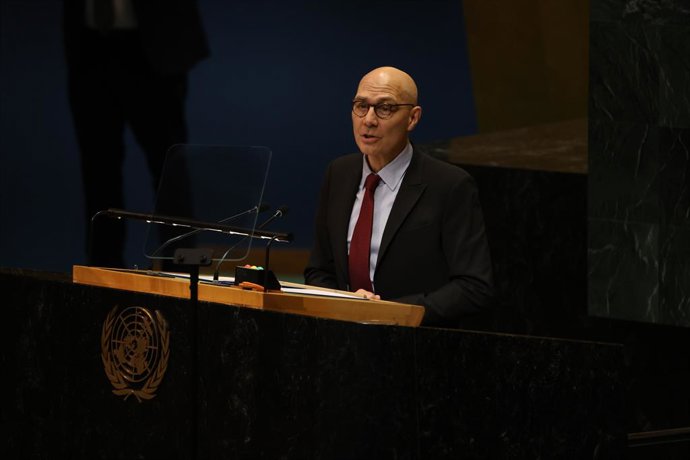 23 de março de 2026, Nova York, Nova York, EUA: O Alto Comissário das Nações Unidas para os Direitos Humanos, VOLKER TURK, discursa em uma sessão da Assembleia Geral da ONU sobre a eliminação do racismo, da discriminação racial, da xenofobia e da intolerâ