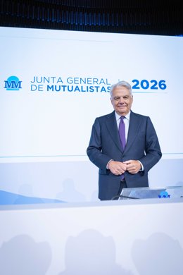 El presidente del grupo Mutua, Ignacio Garralda, durante la junta general de mutualistas 2026.