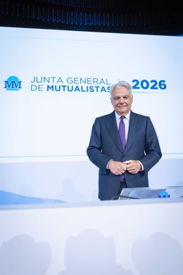 El presidente del grupo Mutua, Ignacio Garralda, durante la junta general de mutualistas 2026.