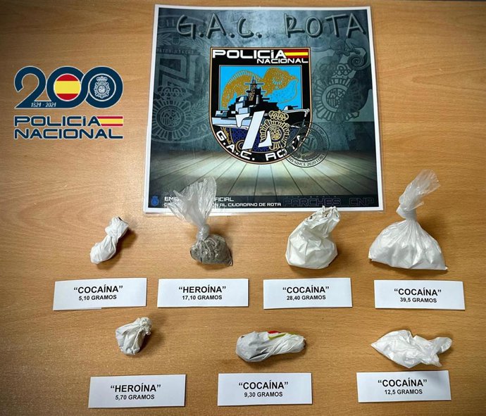 Droga incautada a un hombre durante un dispositivo policial en Rota (Cádiz)