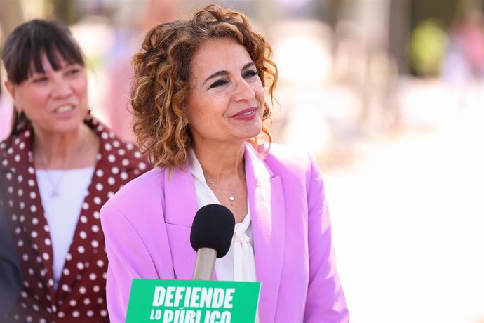 María Jesús Montero, durante la atención a medios en Pozoblanco.