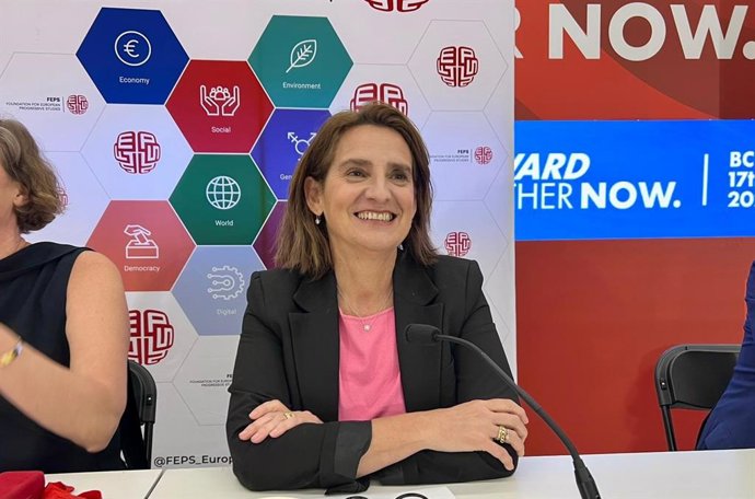 La vicepresidenta de la Comisión Europea para una Transición Limpia, Justa y Competitiva, Teresa Ribera, en la Global Progressive Mobilisation