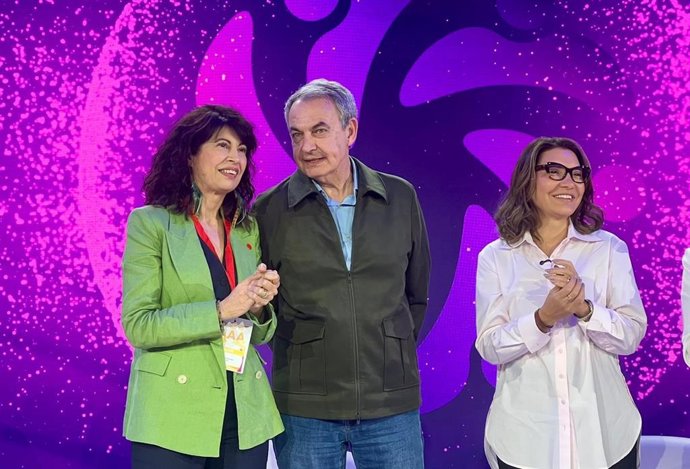 La ministra de Igualdad, Ana Redondo, el expresidente del Gobierno José Luis Rodríguez Zapatero, y la primera dama de Brasil y enviada especial para la mujer en la COP30, Janja Lula da Silva.