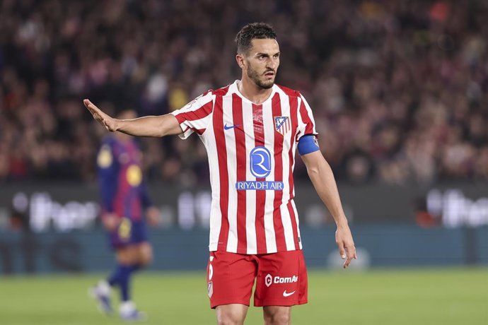 Archivo - Koke of Atletico de Madrid gestures during the Spanish Cup, Copa del Rey, football match Semifinal Second Leg played between FC Barcelona and Atletico de Madrid at Spotify Camp Nou stadium on March 03, 2026 in Barcelona, Spain.