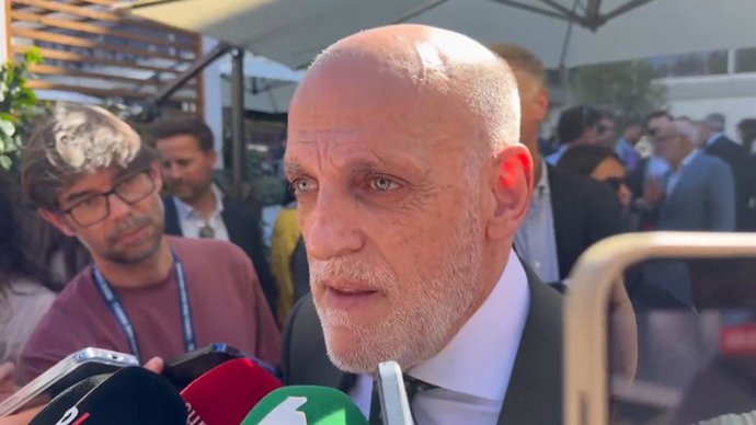 Archivo - El presidente de LaLiga, Javier Tebas, en el Barcelona Open Banc Sabadell 2026