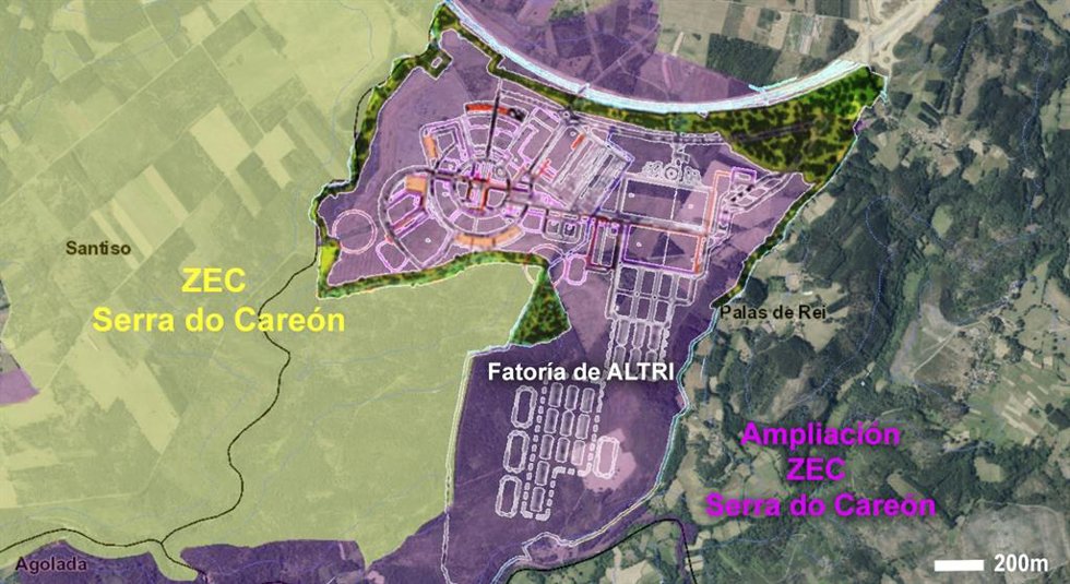 Archivo - Mapa que refleja la protección inicial que otorgó la Xunta a los terrenos de Altri en su estrategia de infraestructura verde.