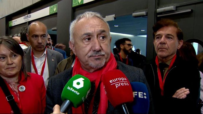 El secretario general de UGT, Pepe Álvarez, durante la Global Progressive Mobilisation (GPM)