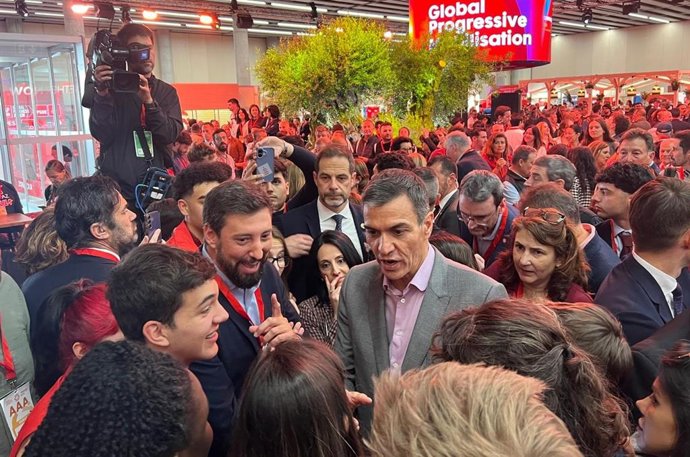 El presidente del Gobierno y secretario general del PSOE, Pedro Sánchez, este viernes en la Global Progressive Mobilisation