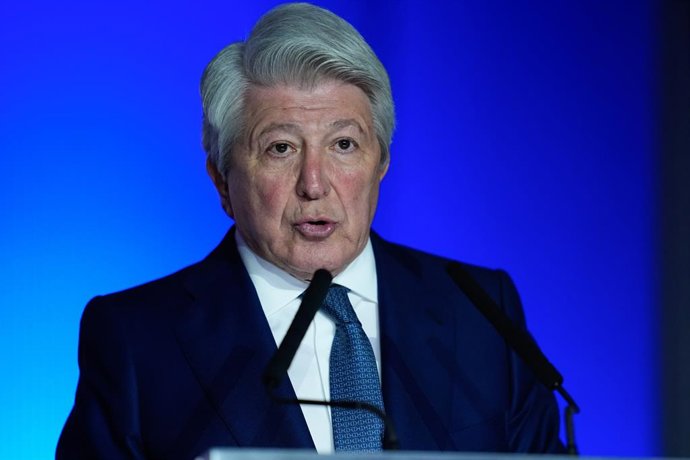 Archivo - Enrique Cerezo, President of Atletico de Madrid, attends during the presentation of Ademola Lookman as a new player of Atletico de Madrid at Riyadh Air Metropolitano stadium on February 03, 2026, in Madrid, Spain.