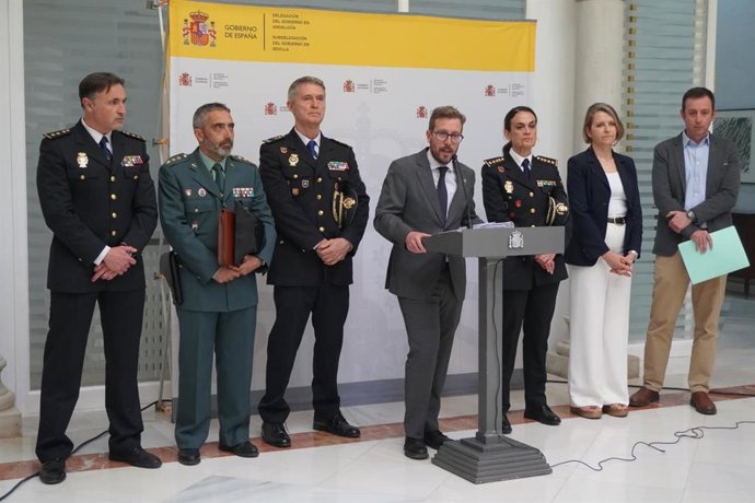 El subdelegado del Gobierno en Sevilla, Francisco Toscano, en rueda de prensa ante la final de la Copa del Rey.