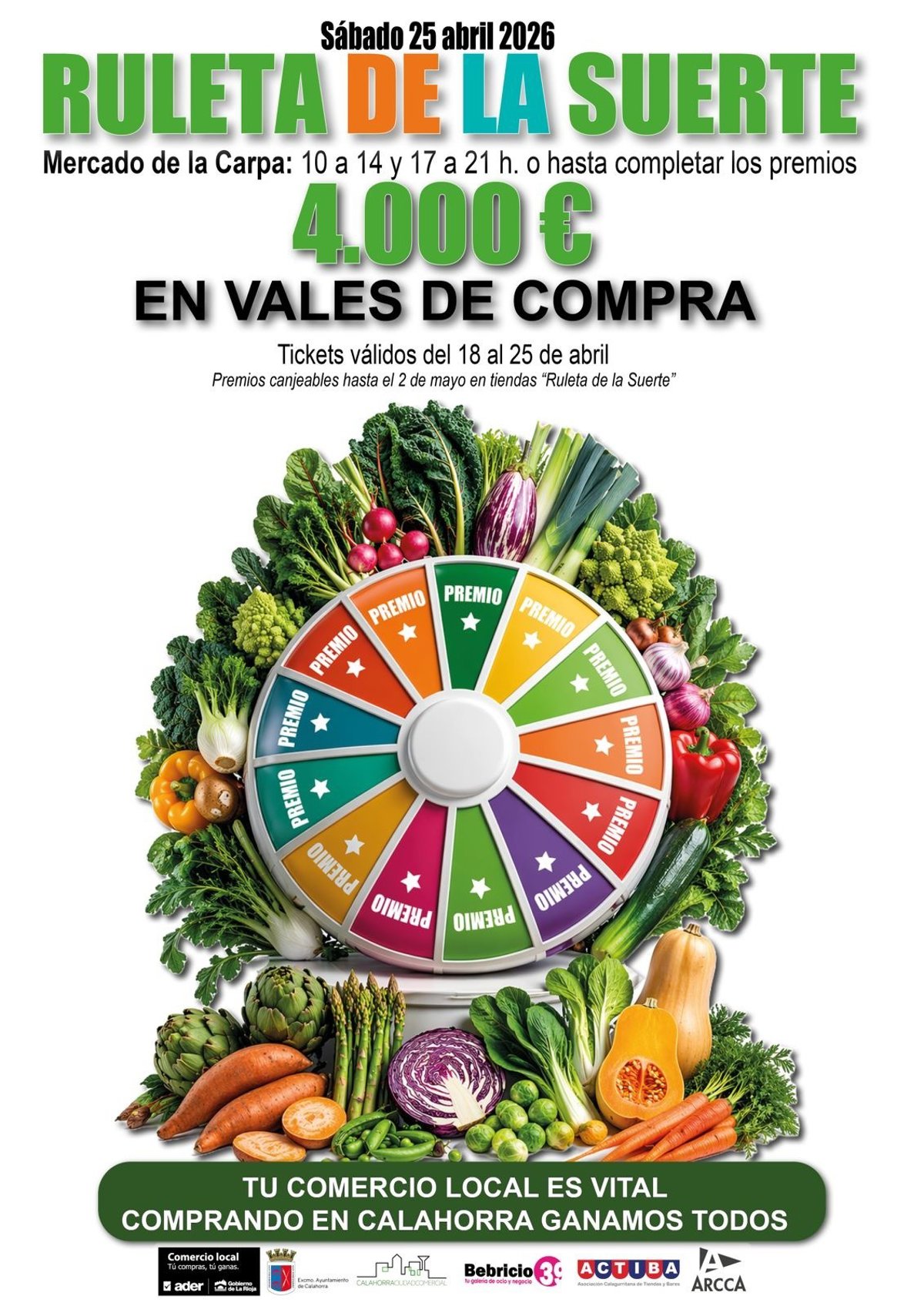 La  Ruleta de la Suerte  de Calahorra repartirá 4.000 euros en vales el 25 de abril