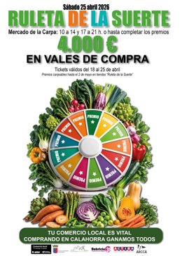 La 'Ruleta de la Suerte' repartirá 4.000 euros en vales el 25 de abril en la carpa del recinto ferial