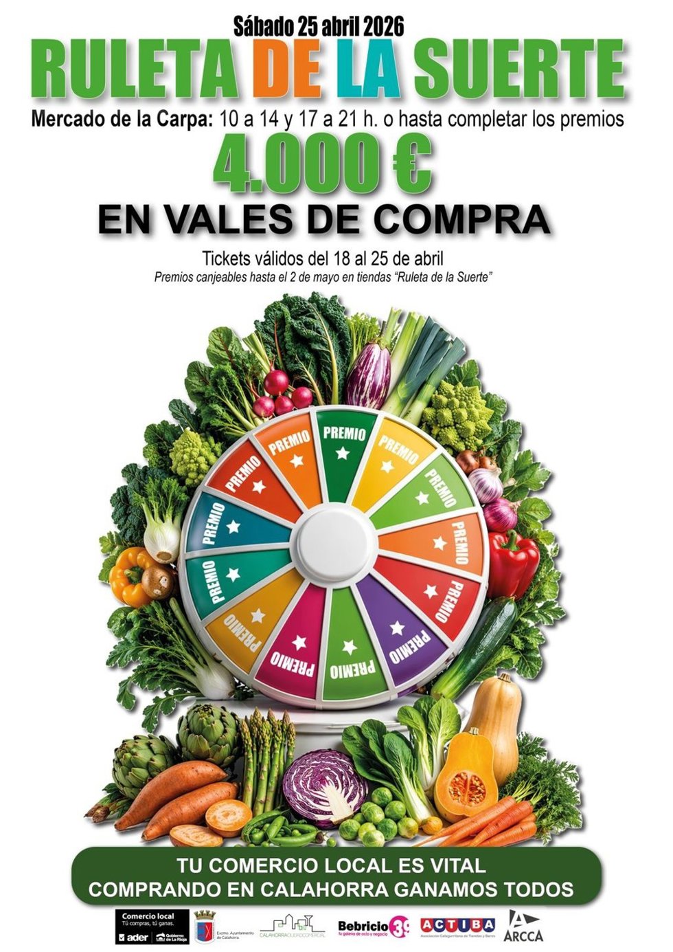 La 'Ruleta de la Suerte' repartirá 4.000 euros en vales el 25 de abril en la carpa del recinto ferial