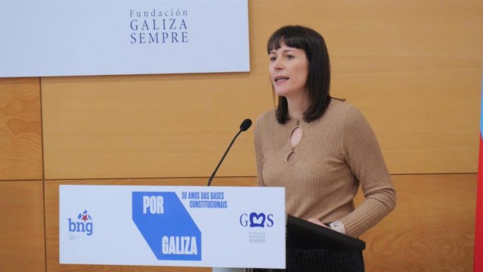 La portavoz nacional BNG, Ana Pontón, interviene en el acto del 50 aniversario de las Bases Constitucionais.