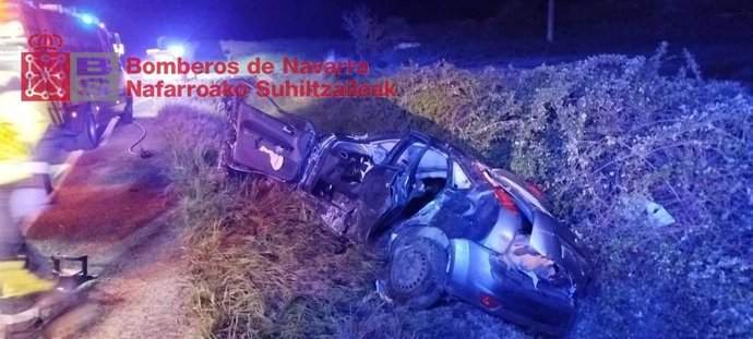 Imagen del vehículo siniestrado en Lónguida.