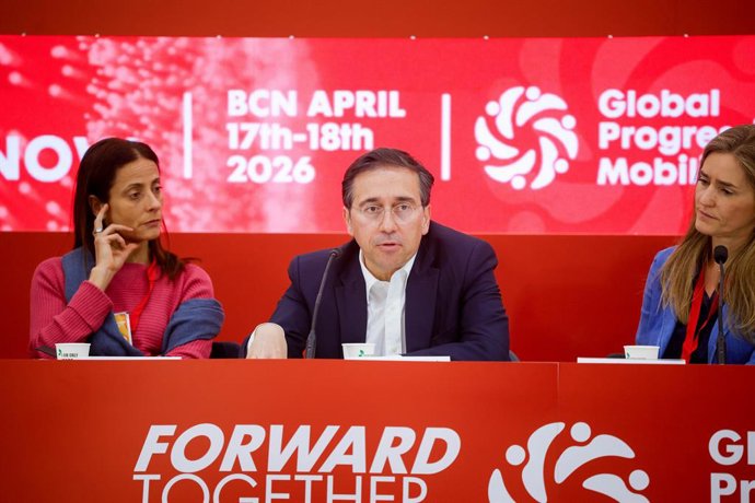 O ministro das Relações Exteriores, da União Europeia e da Cooperação, José Manuel Albares, em sua intervenção no segundo dia da Global Progressive Mobilisation (GPM)