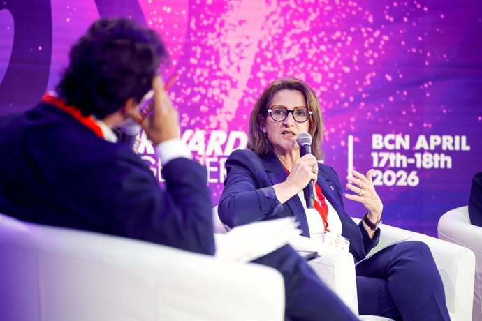 La vicepresidenta Ejecutiva de la Comisión Europea, Teresa Ribera, durante la segunda y última jornada del Global Progressive Mobilisation, a 18 de abril de 2026, en Barcelona, Catalunya (España). La Global Progressive Mobilisation (GPM) es un evento de a