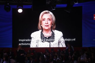 L'exsecretària d'Estat nord-americana Hillary Clinton en una intervenció enregistrada