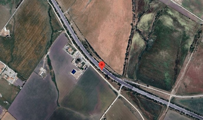 Lugar de un accidente de tráfico en Medina Sidonia (Cádiz).