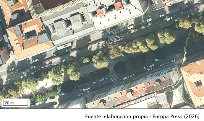 Imagen satélite calle San Fernando, en Santander