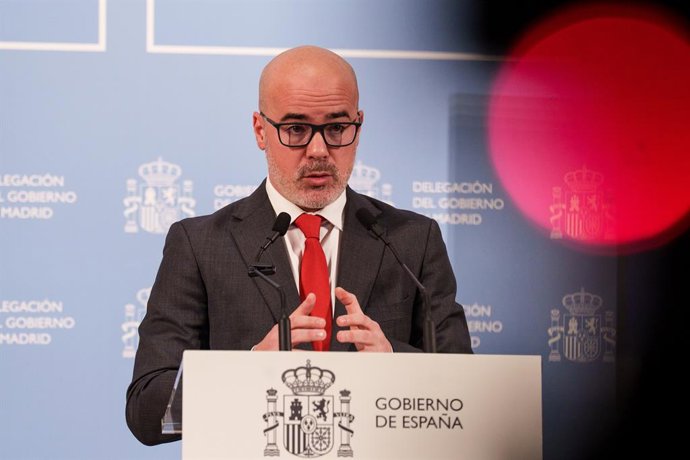 Archivo - El delegado del Gobierno en la Comunidad de Madrid, Francisco Martín, durante una rueda de prensa, en la sede de la Delegación del Gobierno, a 20 de febrero de 2026, en Madrid (España). Durante la rueda el delegado del Gobierno ha presentado el 