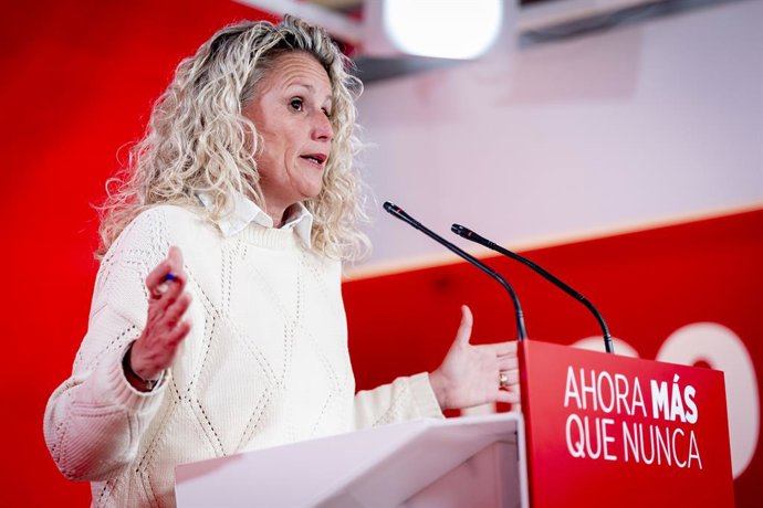 Archivo - Arquivo - A porta-voz da Diretoria Federal do PSOE, Montse Mínguez, durante uma coletiva de imprensa na sede nacional do partido em Ferraz, em 16 de março de 2026, em Madri (Espanha). Montse Mínguez comparece à sede federal do PSOE em Ferraz par