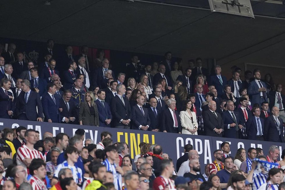 Milagros Tolon, Juanma Moreno, King Felipe VI of Spain, Luis de la Fuente, Enrique Cerezo, Isabel Diaz Ayuso, Jose Luis Martinez-Almeida during the Spanish Cup, Copa del Rey