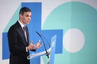 El presidente del Gobierno, Pedro Sánchez, durante la clausura del  acto institucional para conmemorar el 40 aniversario de la Ley General de Sanidad, en el Ministerio de Sanidad, a 20 de abril de 2026, en Madrid (España).