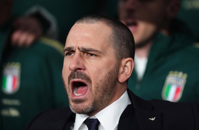 Leonardo Bonucci durante un partido de la selección italiana