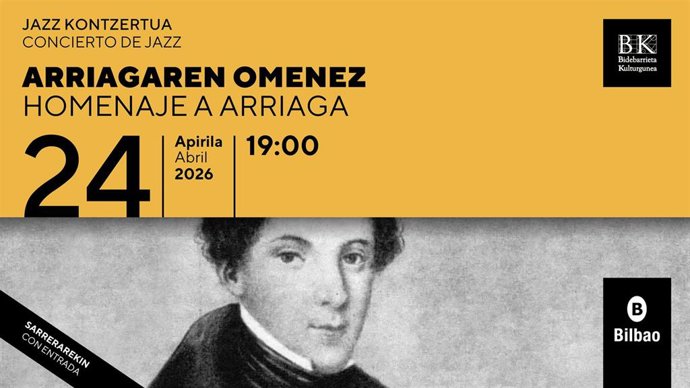 Cartel del concierto en homenaje a Arriaga en Bidebarrieta de Bilbao.