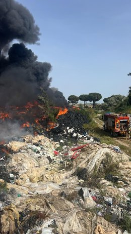 Imagen del incendio en el paraje Montehigo de Almonte.