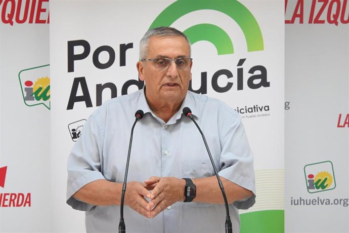 El candidato de la formación por la provincia de Huelva, José Antonio Jiménez, en rueda de prensa.