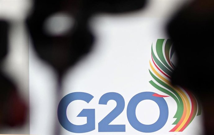 Archivo - Logo del G20 en una de las citas del grupo en Sudráfica en 2024.