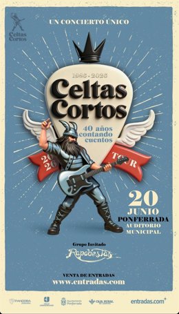 Cartel del concierto que ofrecerá Celtas Cortos en Ponferrada (León) el próximo día 20 de junio.