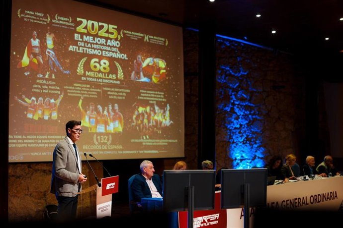 El presidente de la RFEA, Raúl Chapado, durante la Asamblea General Ordinaria del organismo