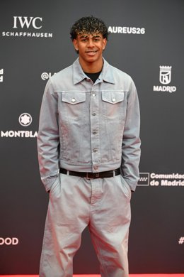Lamine Yamal durante la gala de entrega de los Laureus World Sports Awards 2026 que se celebran en la Galería de Cristal del Palacio de Cibeles