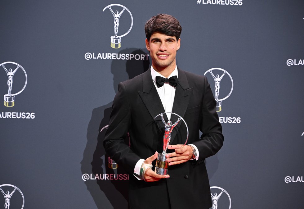 Carlos Alcaraz durante la gala de entrega de los Laureus World Sports Awards 2026 que se celebran en la Galería de Cristal del Palacio de Cibeles, a 20 de abril de 2026, en Madrid (España).