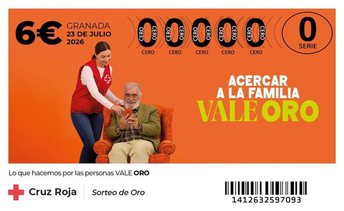 Imagen de un boleto del Sorteo del Oro de Cruz Roja.