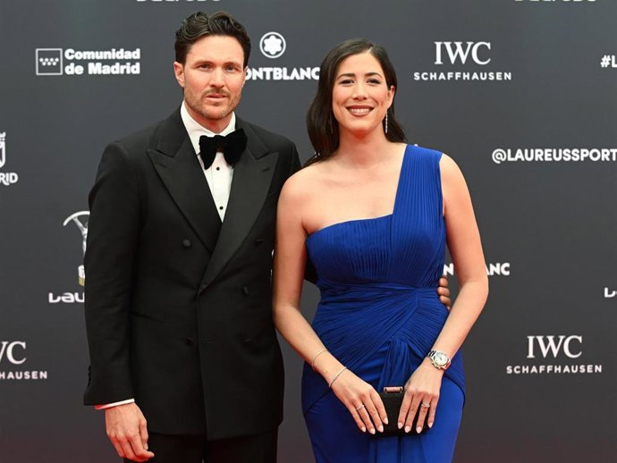 Garbiñe Muguruza y su marido, Arthur Borges, durante la gala de entrega de los Laureus World Sports Awards 2026 que se celebran en la Galería de Cristal del Palacio de Cibeles, a 20 de abril de 2026