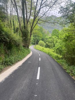Obras realizadas en el vial de acceso a Sabadía, en Santo Adriano.