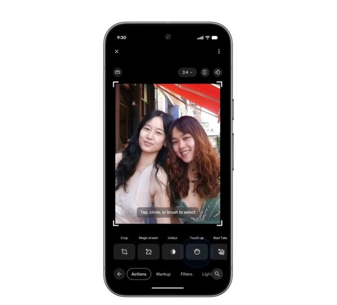 Novos recursos de edição no Google Fotos.