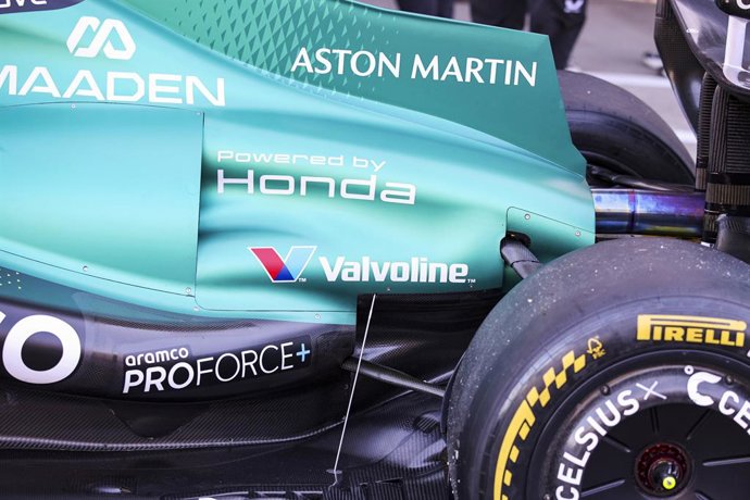 Aston Martin F1 Team Honda AMR26, mechanical detail engine, moteur cover during the Formula 1 Japanese Grand Prix 2026, 3rd round of the 2026 Formula One World Championship from March 27 to 29, 2026 on the Suzuka Circuit, in Suzuka, Japan - Photo Xavier B